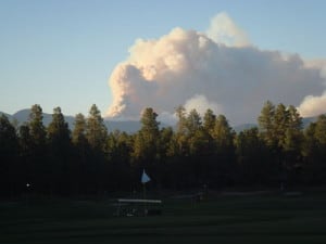 Forest Highlands Canyon Clubhouse view of Flagstaff fire
