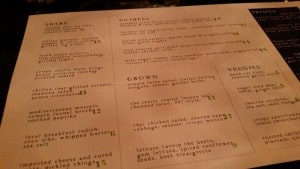 The Upton Scottsdale menu