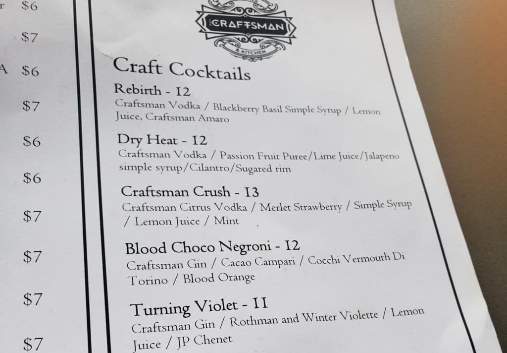 The Craftsman Scottsdale Cocktails